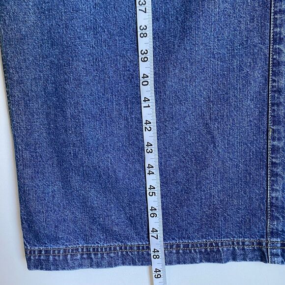 Vintage Crazy Horse Denim Midi Dress Women XL Blue Pockets Jumper 90s Cowgirl - Picture 5 of 12